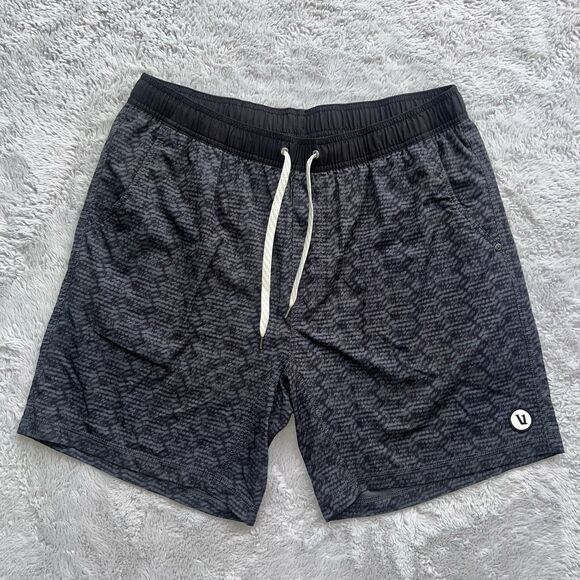 Vuori Men’s Kore Short 7” Inseam Lined Black Basket Weave Pattern V302 Size XXL - Picture 1 of 9